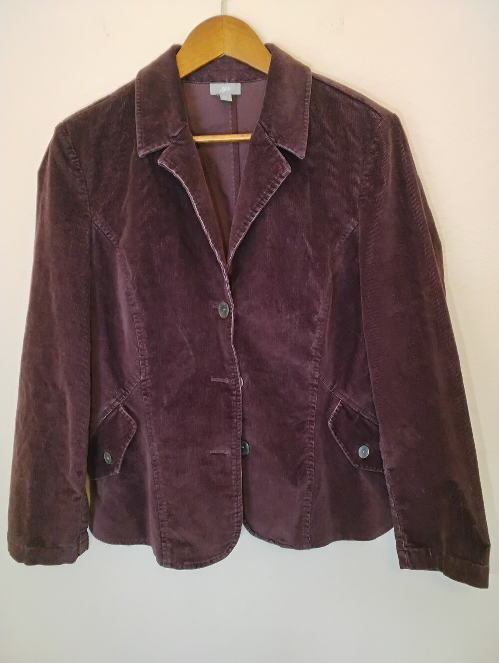 J. Jill Corduroy Blazer Jacket Womens Medium Purple Flap Pocket Dark Academia